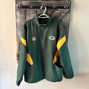 Men's Reebok NFL Onfield Green Bay Packers Light Weight Half Zipper Jacket